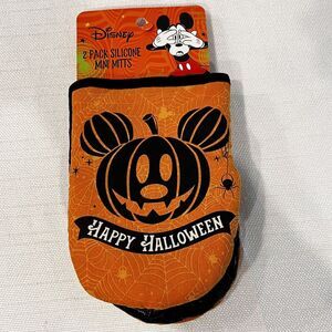 Disney 2 Pack Halloween Jack-o-lantern Mickey Mouse Silicone Mini Oven Mitts NEW